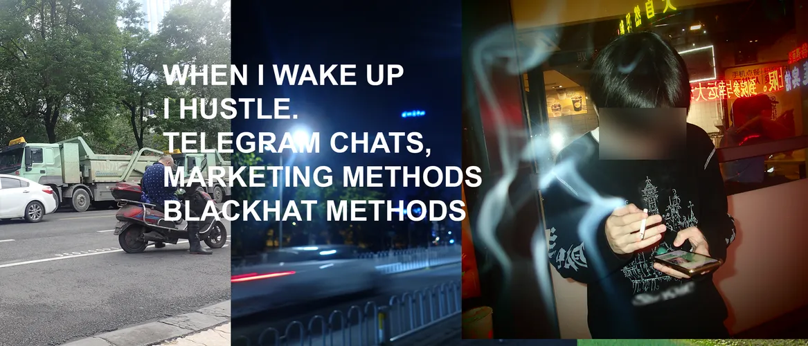 Hero section image reading telegram chats, marketing methods